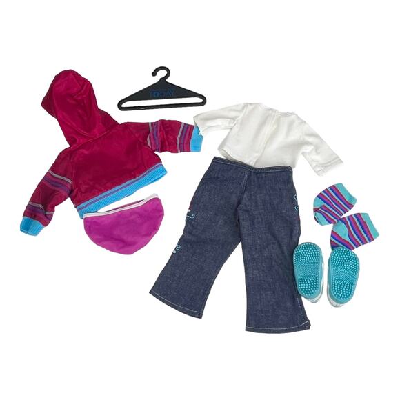 American Girl Today Doll Ready For Fun MEET OUTFIT + Hanger Top Jeans Shoes Coat - Picture 3 of 8